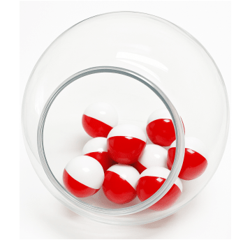 Kulka 50 mm biało-czerwone (Do losowania) 10 sztuk